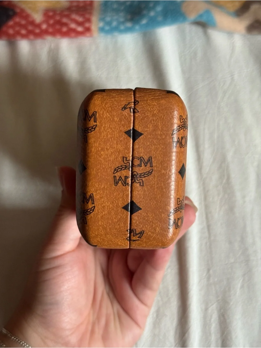 MCM Cognac Brown Monogram Hard Case with Gold Plaque